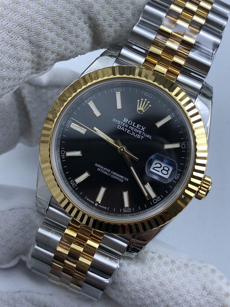 (준비완료/특급배송)NO.888/VS공장 롤렉스 데이저스트 41MM 옐로우 골드 콤비 블랙 바인덱스 쥬빌레 VS3235