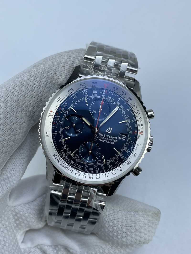 (준비완료/특급배송)NO.2486/ KOR공장 브라이틀링 네비타이머 41MM 블루 브슬+가죽 A13324121C1A1